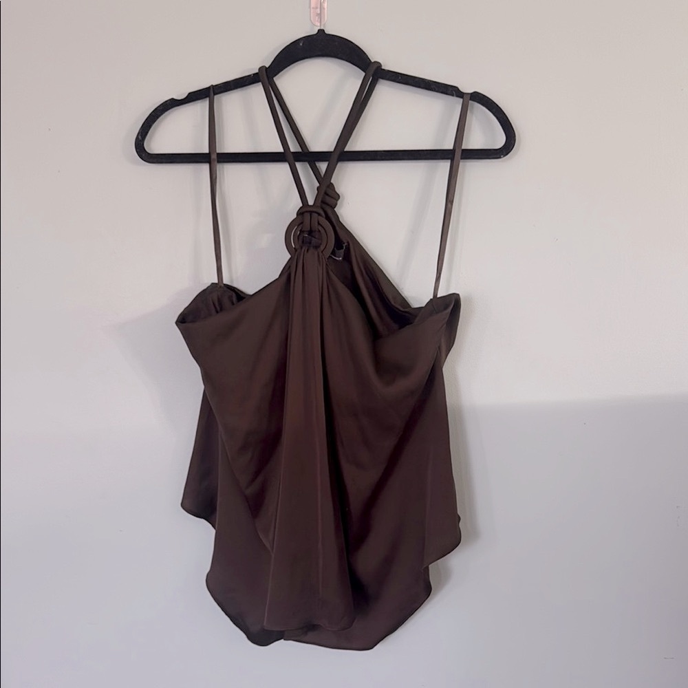 White House Black Market Brown Sleeveless Asymmetrical Camisole